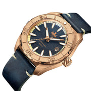 Phoibos Proteus Bronze 300M Dive Watch with Navy Blue Dial #PY046B tilt