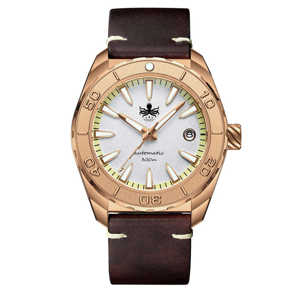 Phoibos Proteus Bronze 300M Dive Watch with White Dial #PY046D zoom