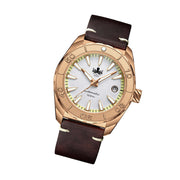 Phoibos Proteus Bronze 300M Dive Watch with White Dial #PY046D tilt