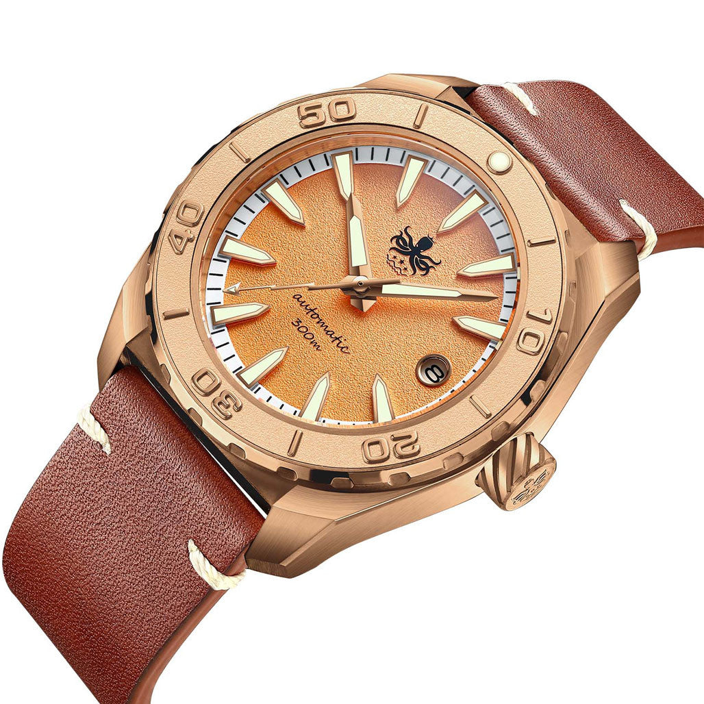 Phoibos Proteus Bronze 300M Dive Watch with Salmon Dial #PY046E