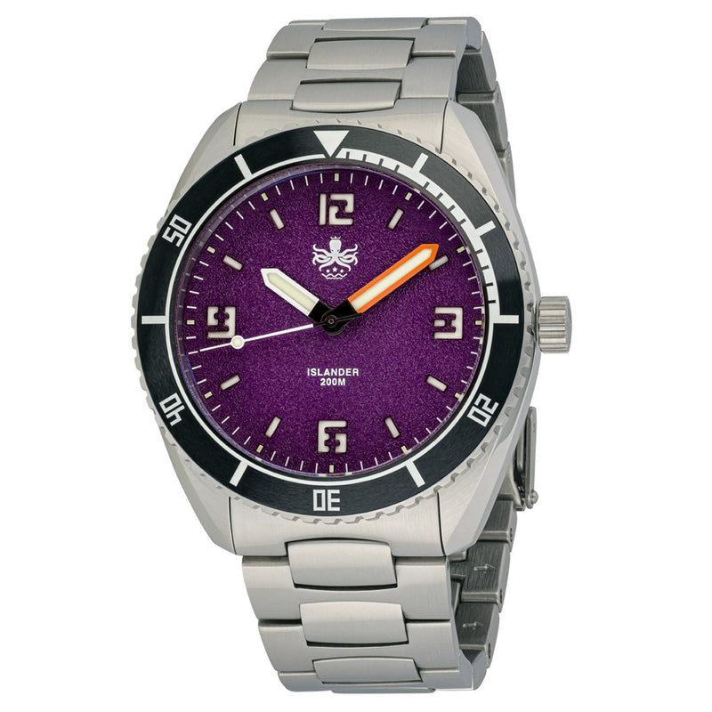 PHOIBOS x ISLANDER Limited Edition Reef Master Dive Watch with Purple Sand Dial #PY047-LIW zoom