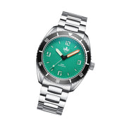 PHOIBOS Reef Master Dive Watch with Shamrock Green Dial #PY047-LIW tilt