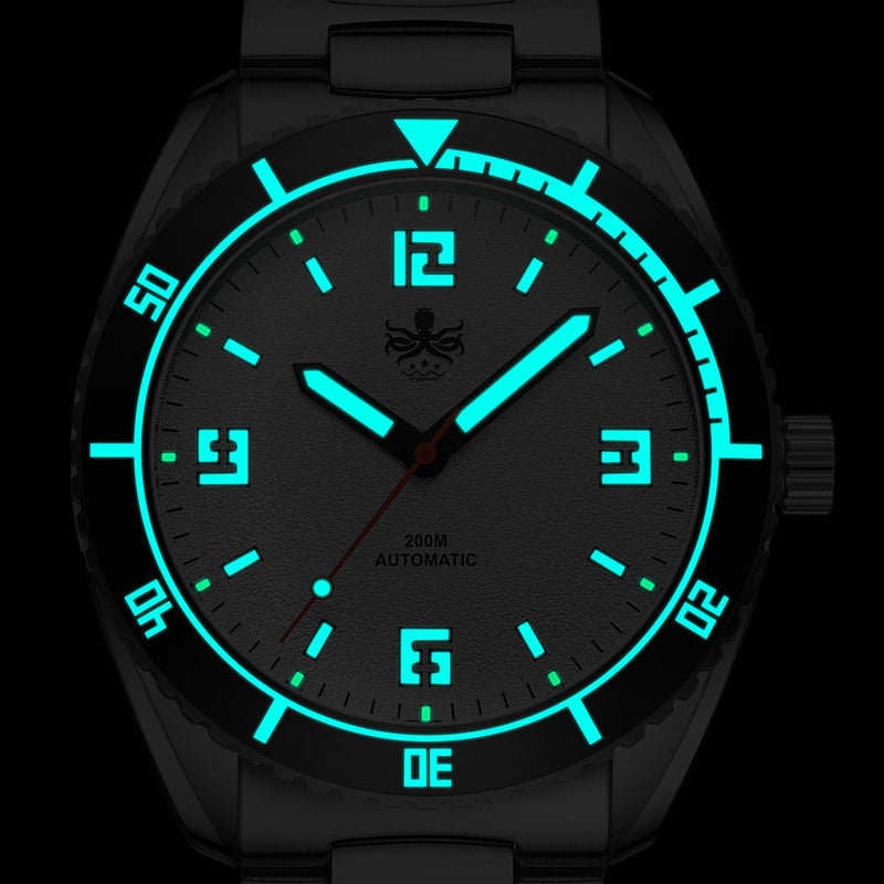 PHOIBOS Reef Master Dive Watch with Pitch Black Dial #PY047C lume