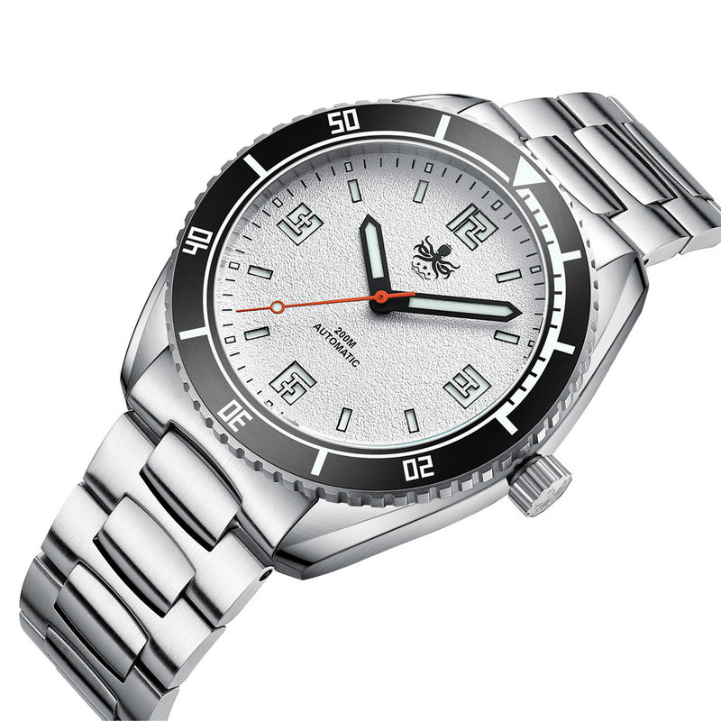 PHOIBOS Reef Master Dive Watch with Silver White Dial #PY047E tilt
