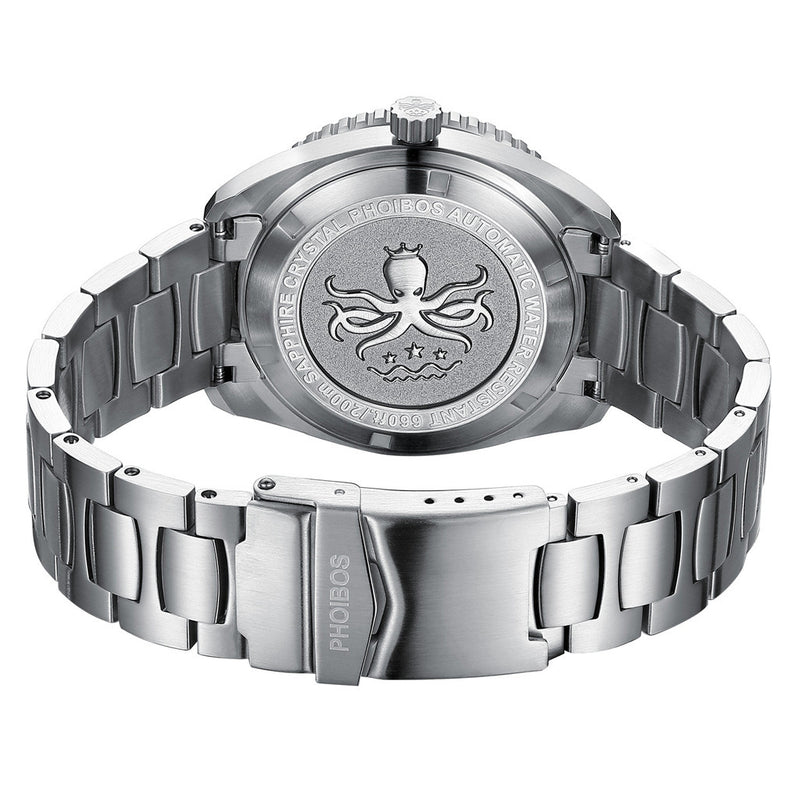 PHOIBOS Reef Master Dive Watch with Silver White Dial #PY047E back