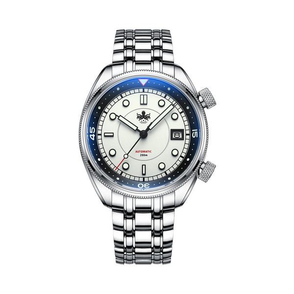 Phoibos Eagle Ray Automatic Compressor Style Dive Watch with Pastel White Dial #PY048E