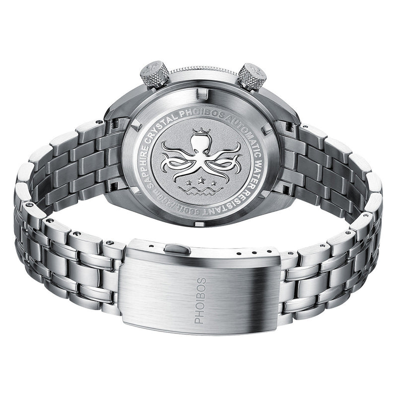 Phoibos Eagle Ray Automatic Compressor Style Dive Watch with Pastel White Dial #PY048E