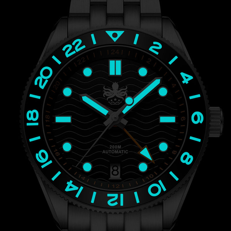 Phoibos Wave Master GMT Automatic Watch with Black Dial #PY049C