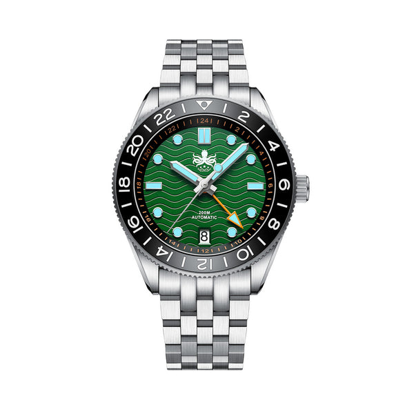 Phoibos Wave Master GMT Automatic Watch with Green Dial #PY049A