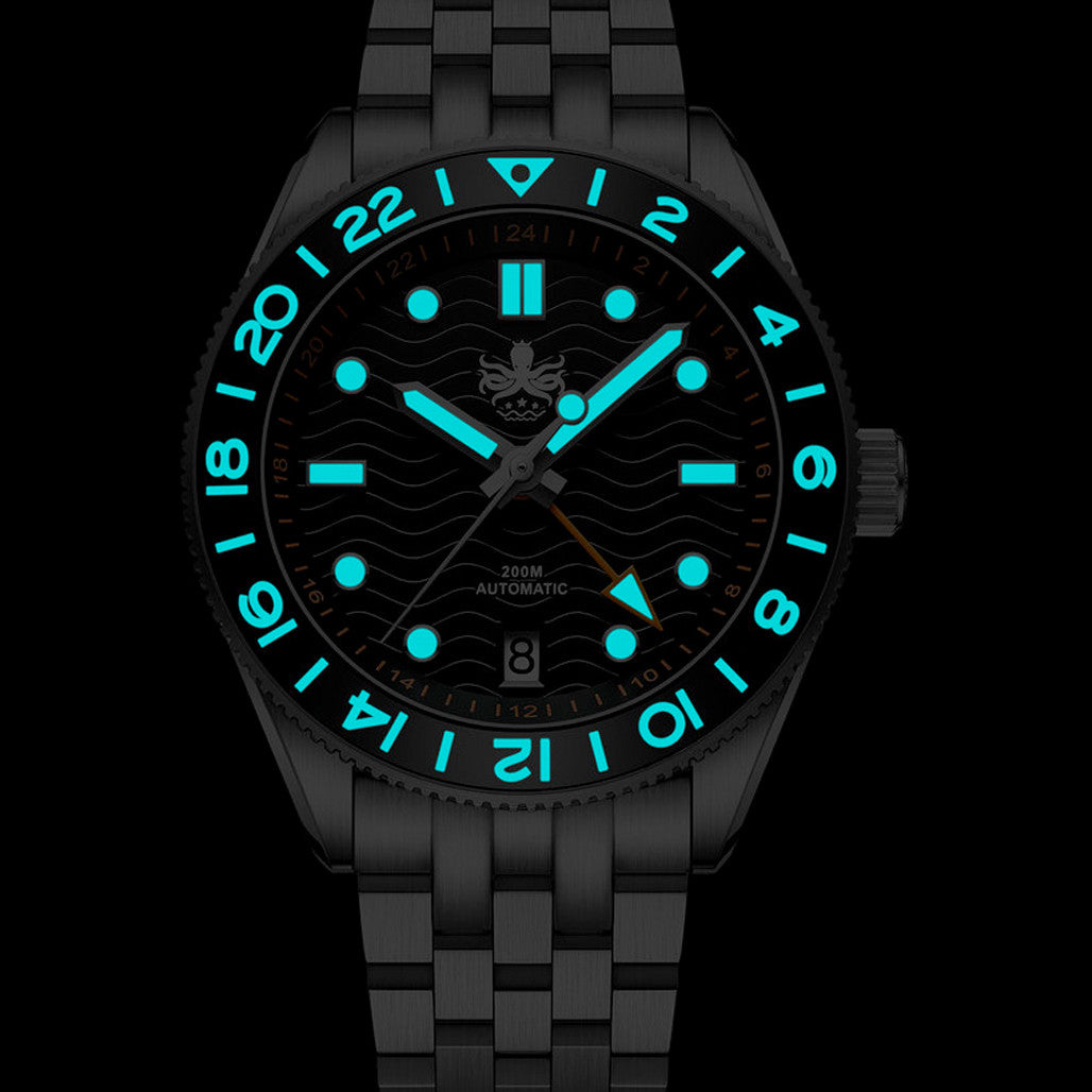 Phoibos Wave Master GMT Automatic Watch with Green Dial #PY049A