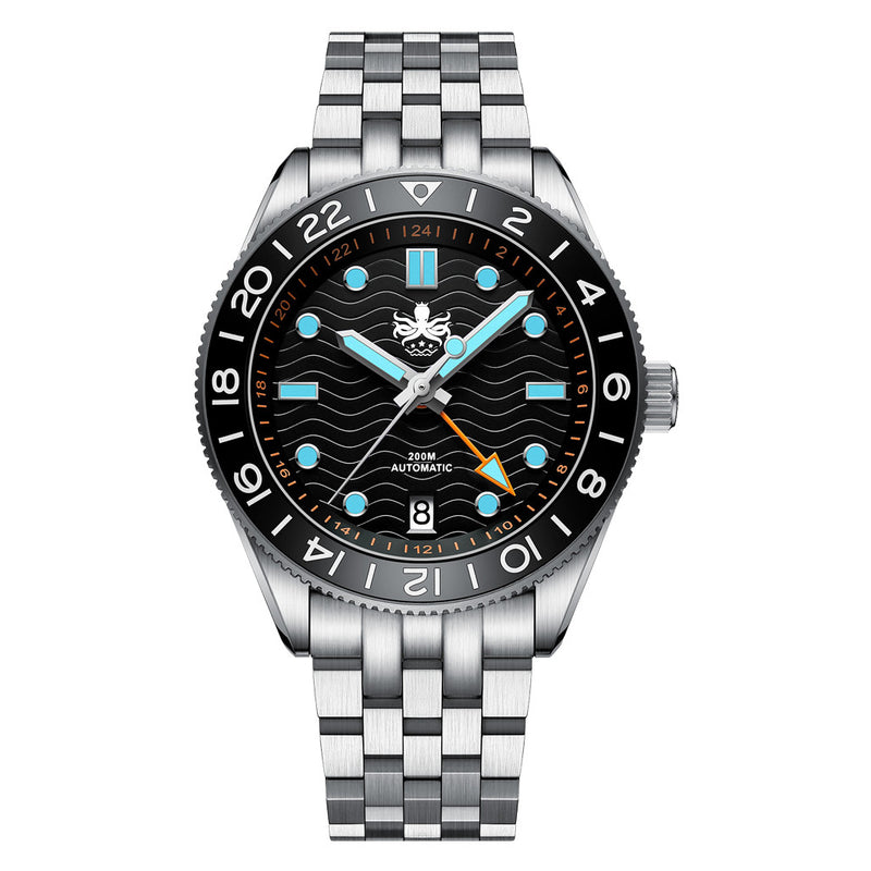 Phoibos Wave Master GMT Automatic Watch with Black Dial #PY049C