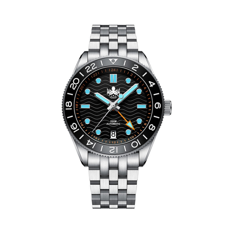 Phoibos Wave Master GMT Automatic Watch with Black Dial #PY049C