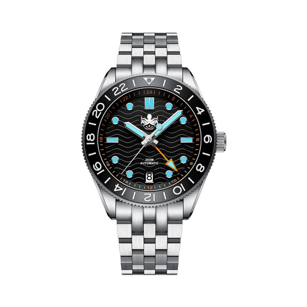 Phoibos Wave Master GMT Automatic Watch with Black Dial #PY049C