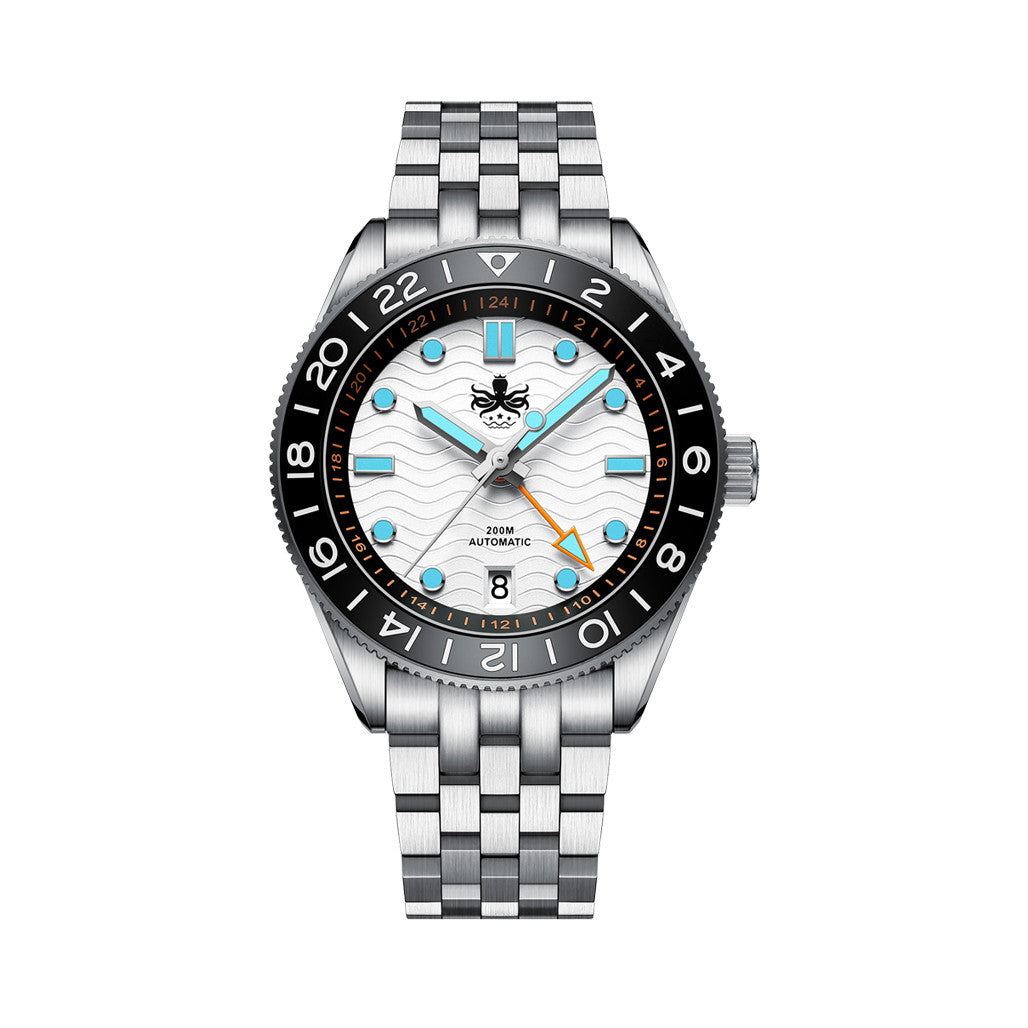 Phoibos Wave Master GMT Automatic Watch with Silver Dial #PY049E