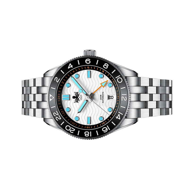 Phoibos Wave Master GMT Automatic Watch with Silver Dial #PY049E