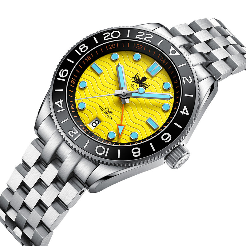 Phoibos Wave Master GMT Automatic Watch with Yellow Dial #PY049F