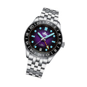 Phoibos Wave Master GMT Automatic Watch with Purple Dial #PY049H