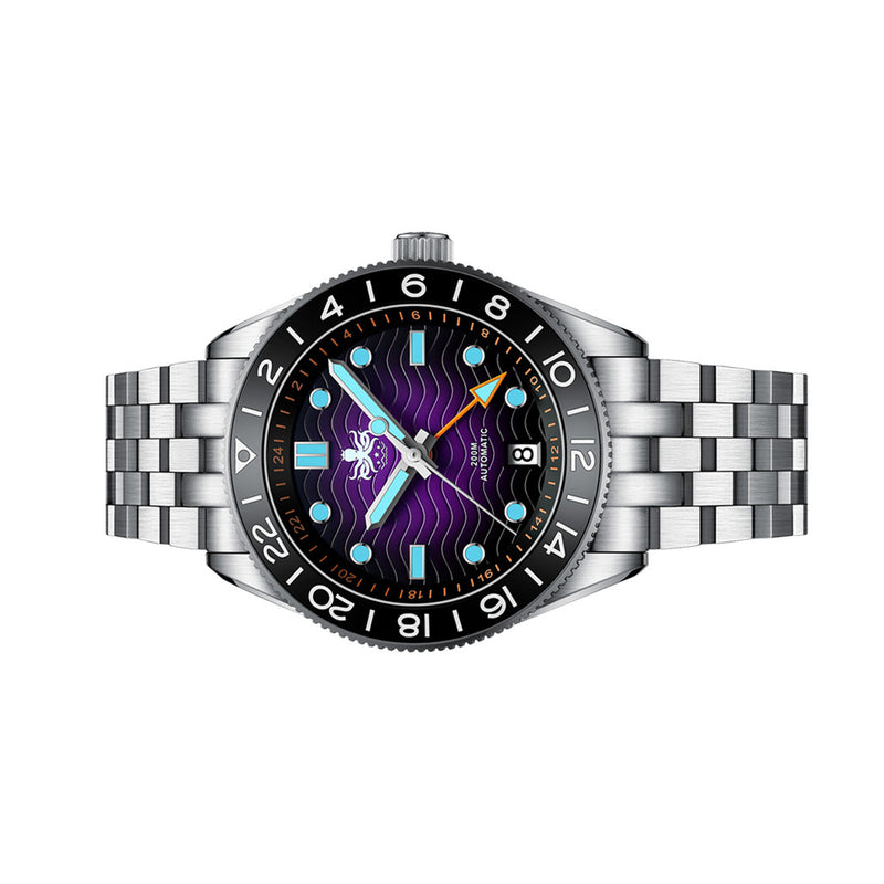 Phoibos Wave Master GMT Automatic Watch with Purple Dial #PY049H