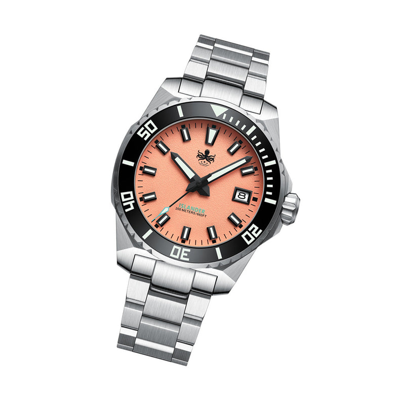 PHOIBOS x ISLANDER LE Leviathan 40 Automatic  Watch with Coral Dial #PY050-LIW11