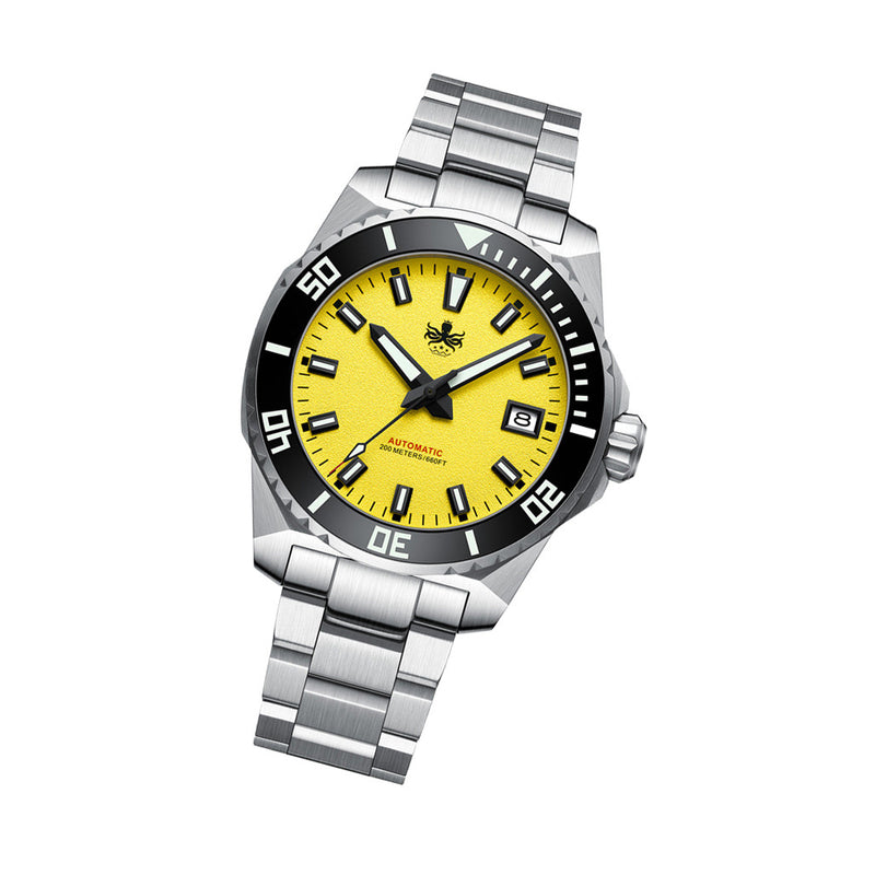 Phoibos Leviathan 40 Automatic Dive Watch with Yellow Dial #PY050F