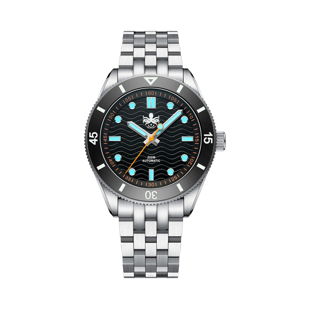 PHOIBOS Wave Master Automatic Dive Watch Black No Date #PY053CN