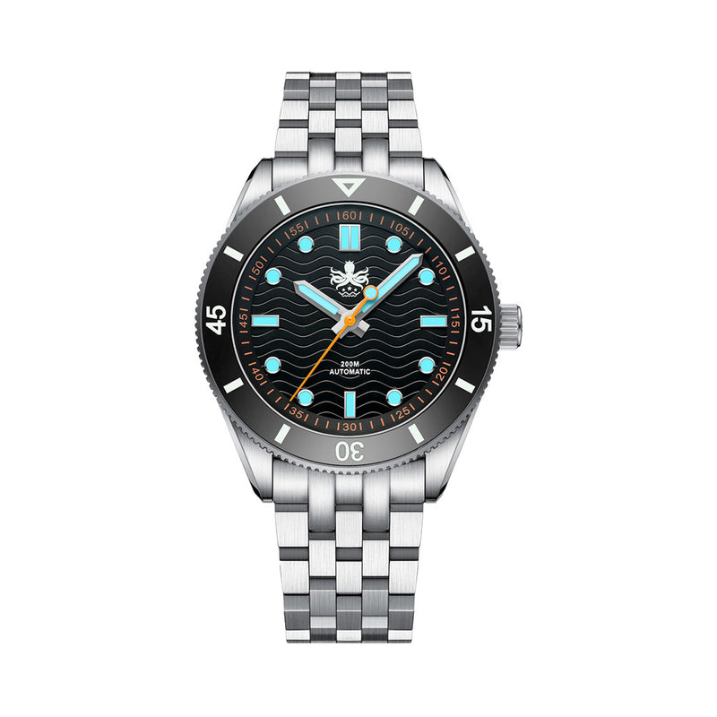 PHOIBOS Wave Master Automatic Dive Watch Black No Date #PY053CN