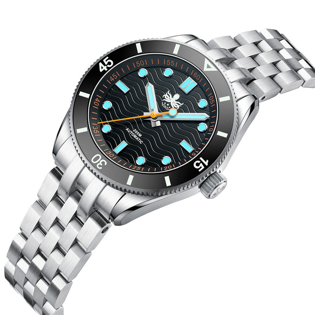 PHOIBOS Wave Master Automatic Dive Watch Black No Date #PY053CN