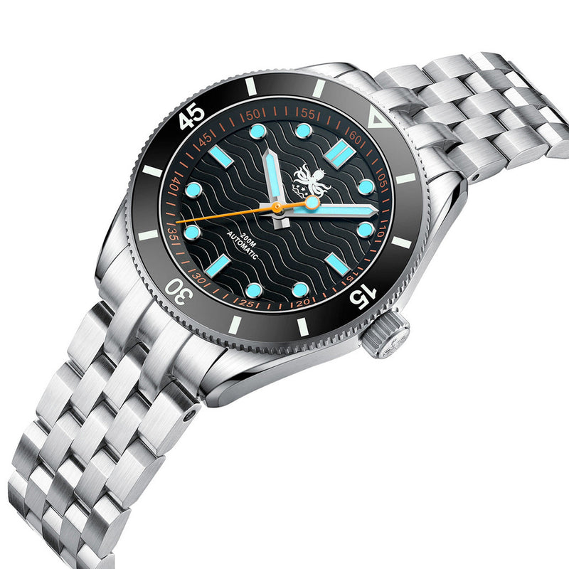 PHOIBOS Wave Master Automatic Dive Watch Black No Date #PY053CN
