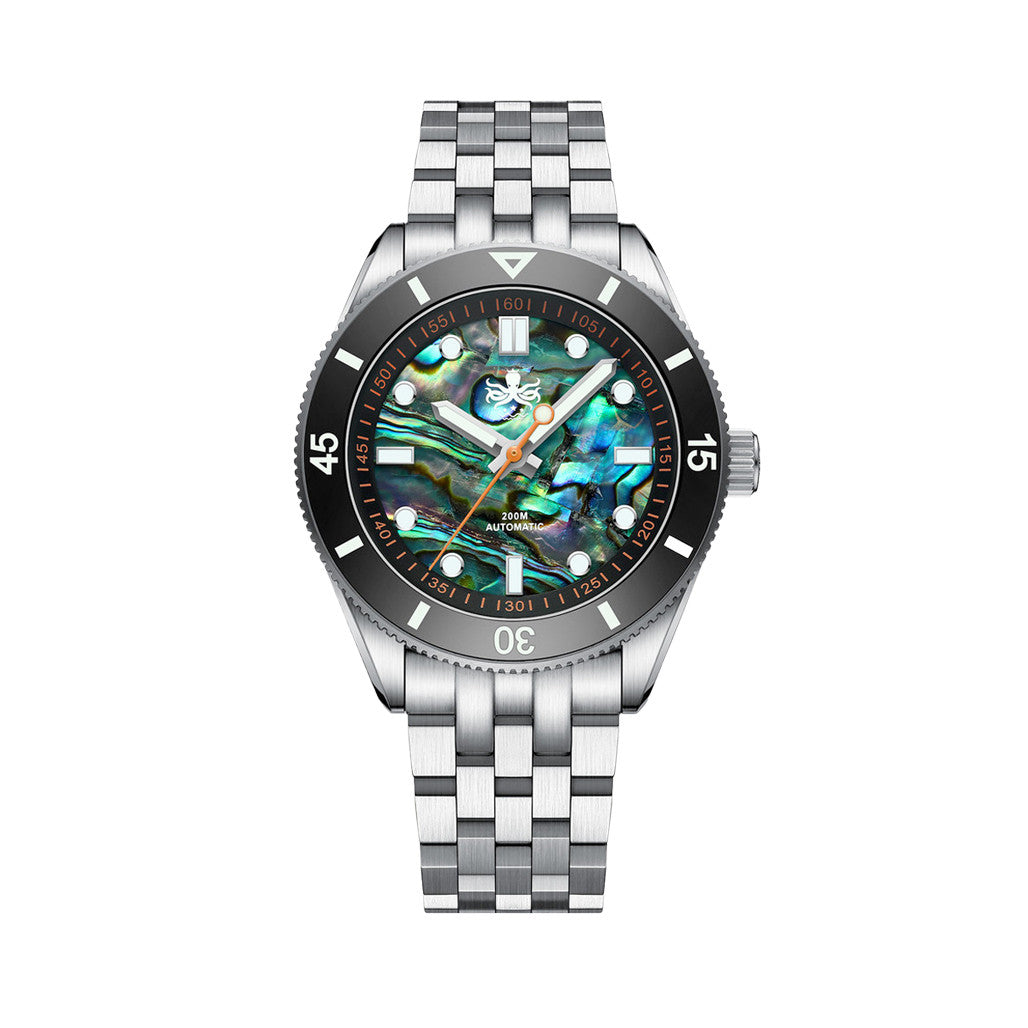 PHOIBOS Wave Master Automatic Dive Watch Abalone Shell No Date