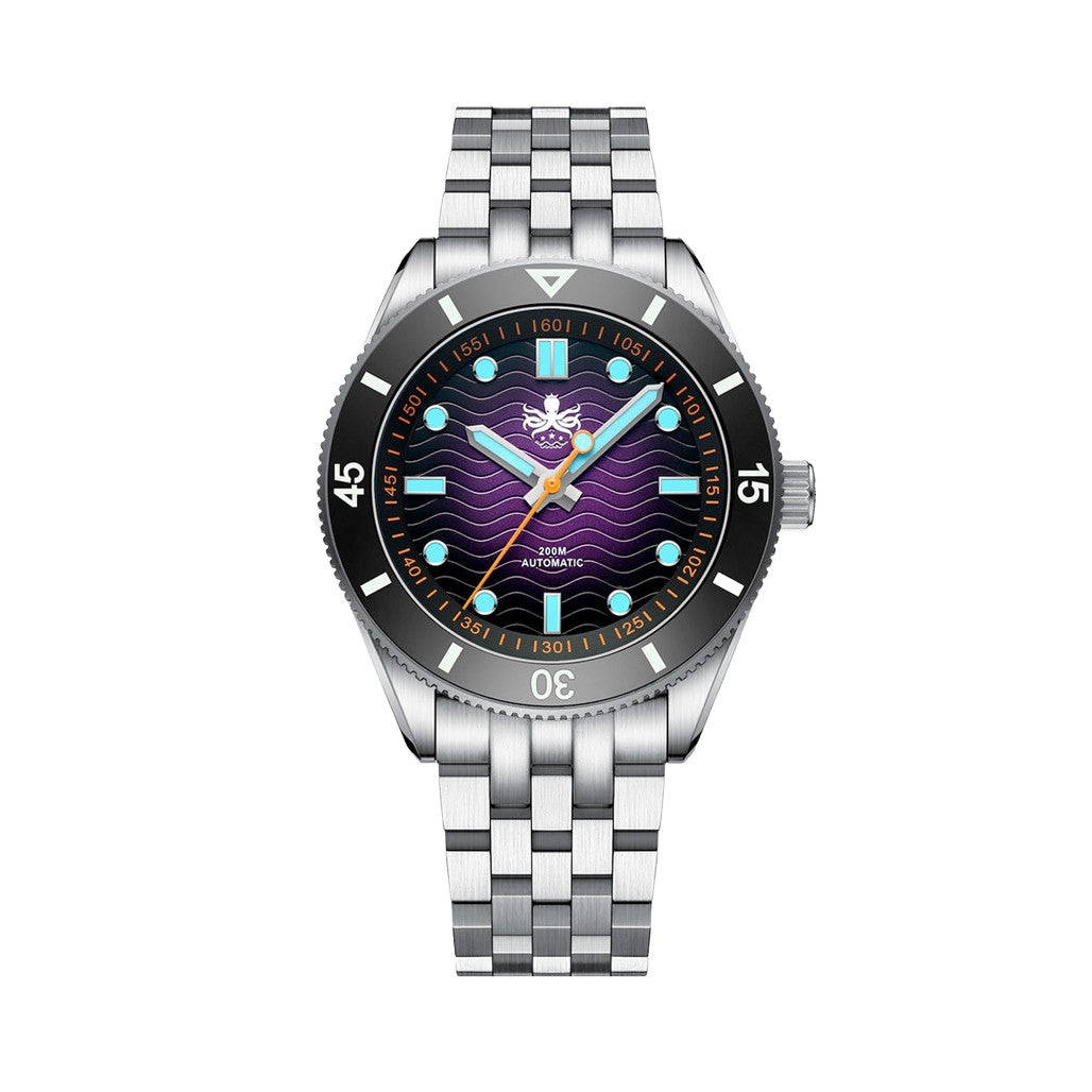 PHOIBOS Wave Master Automatic Dive Watch Purple No Date #PY053HN