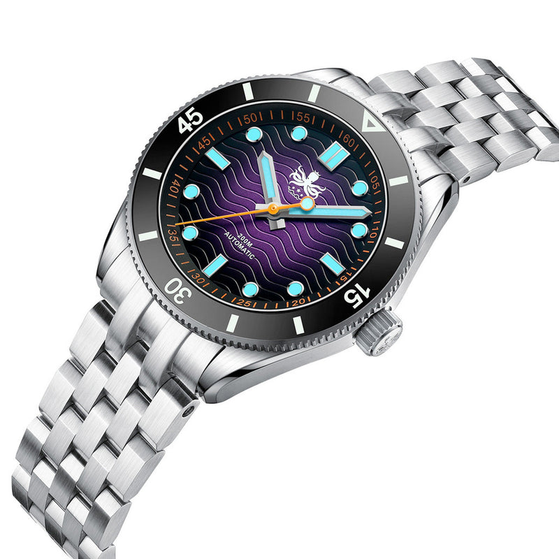 PHOIBOS Wave Master Automatic Dive Watch Purple No Date #PY053HN