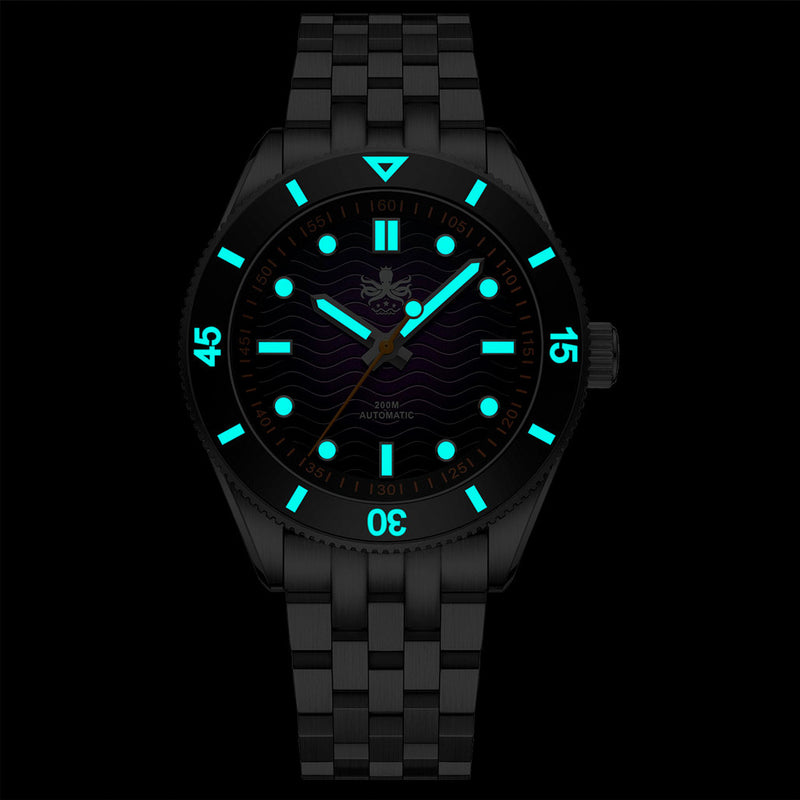 PHOIBOS Wave Master Automatic Dive Watch Purple No Date #PY053HN