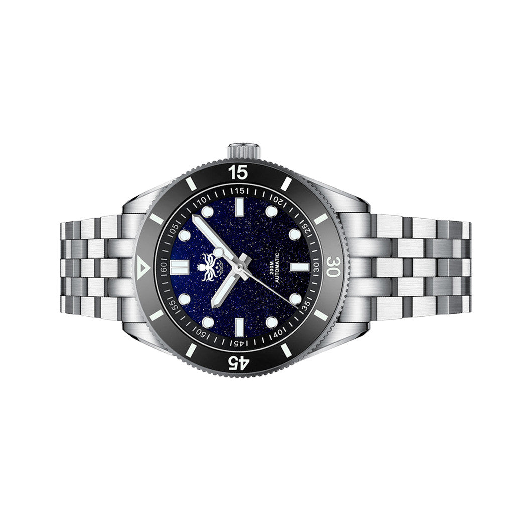 PHOIBOS Wave Master Automatic Dive Watch Dark Blue Aventurin No
