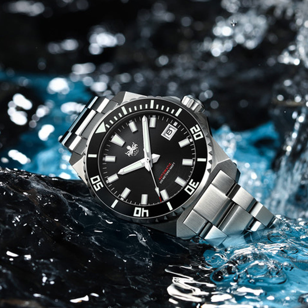 ファラオ Phoibos Leviathan 40 Automatic Dive Watch with Black Dial #PY054C