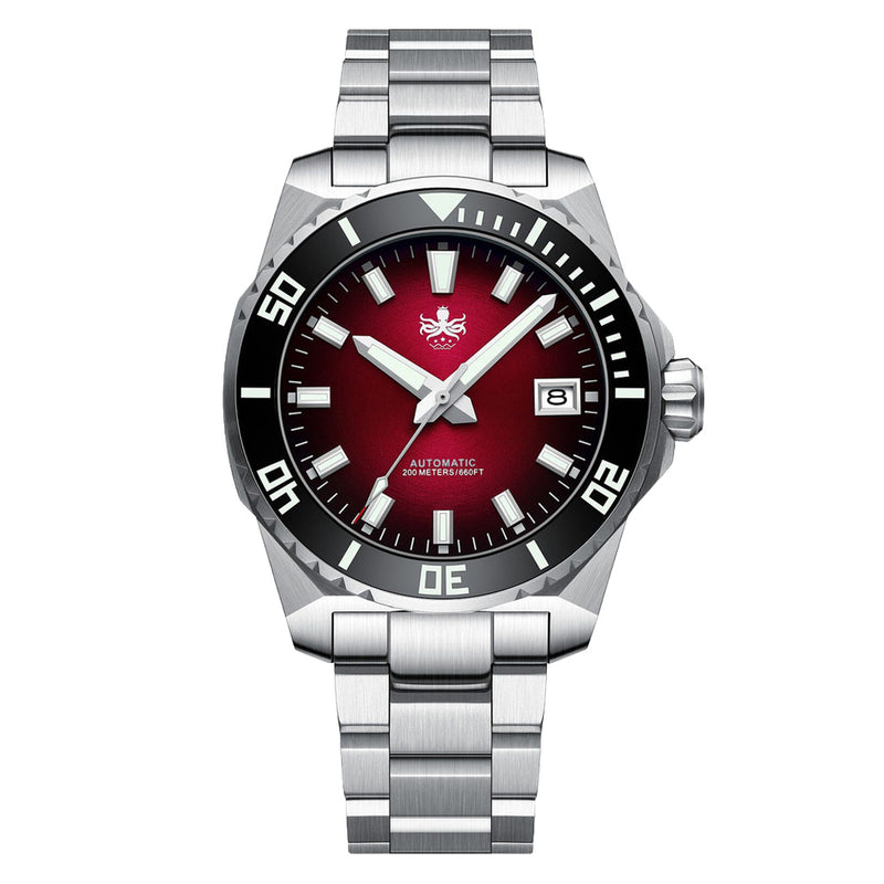 Phoibos Leviathan 40 Automatic Dive Watch with Red Dial #PY054D