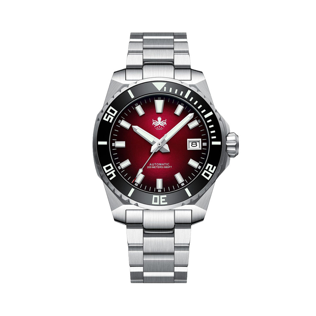 Phoibos Leviathan 40 Automatic Dive Watch with Red Dial #PY054D