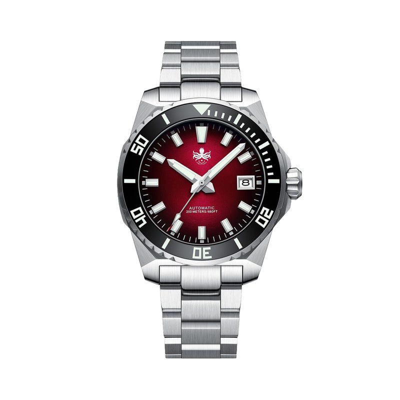 Phoibos Leviathan 40 Automatic Dive Watch with Red Dial #PY054D