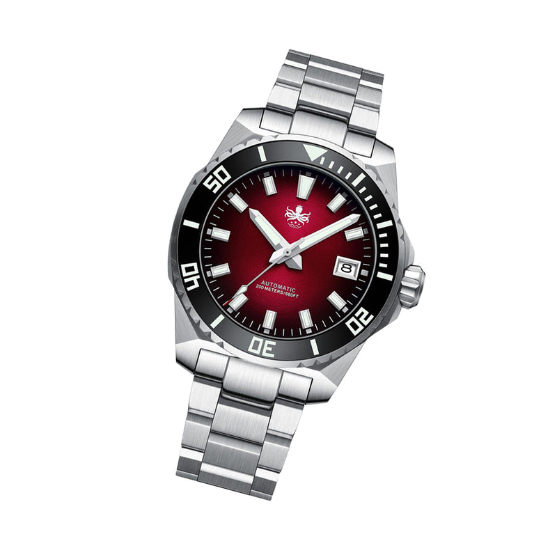 Phoibos Leviathan 40 Automatic Dive Watch with Red Dial #PY054D