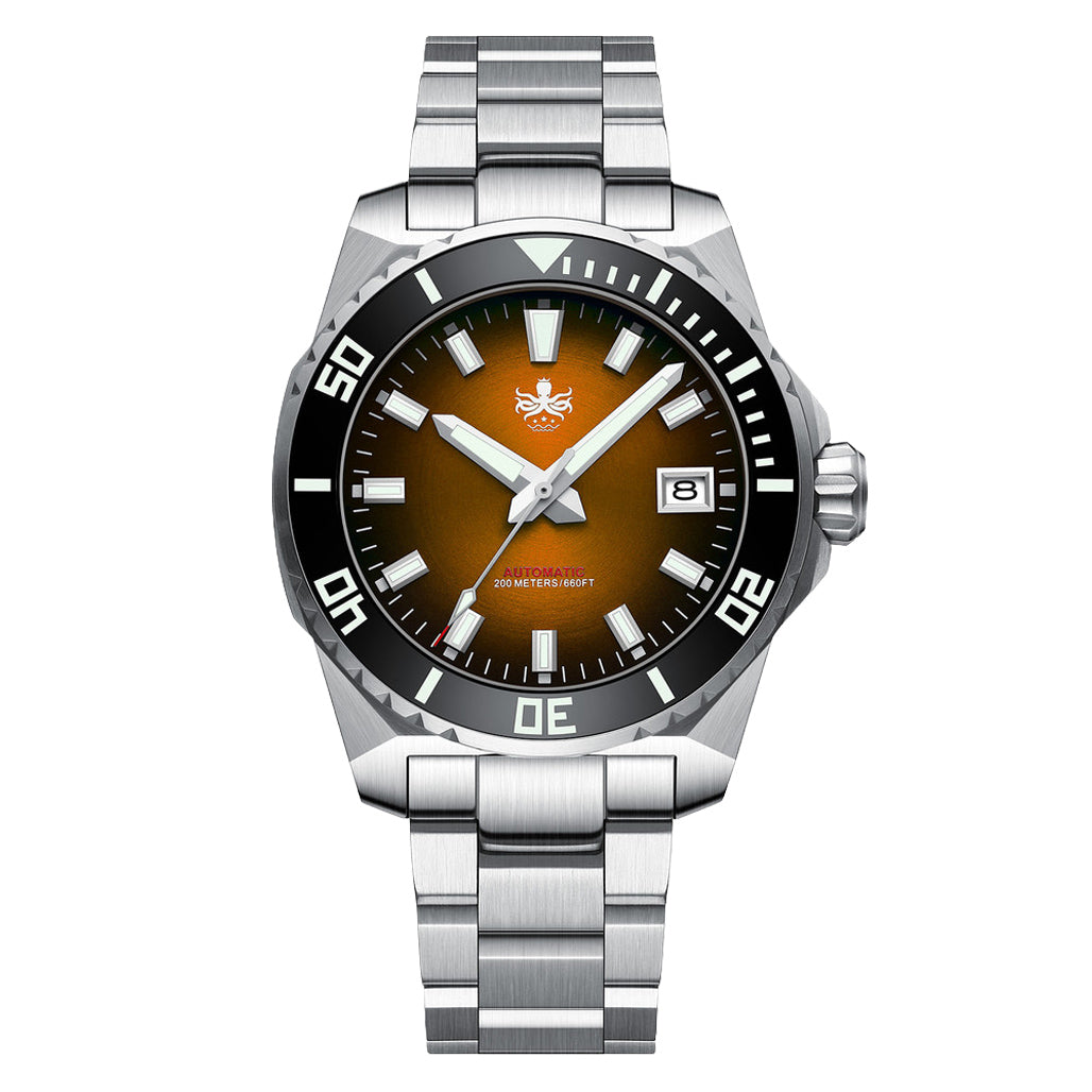 Phoibos Leviathan 40 Automatic Dive Watch with Orange Dial #PY054G
