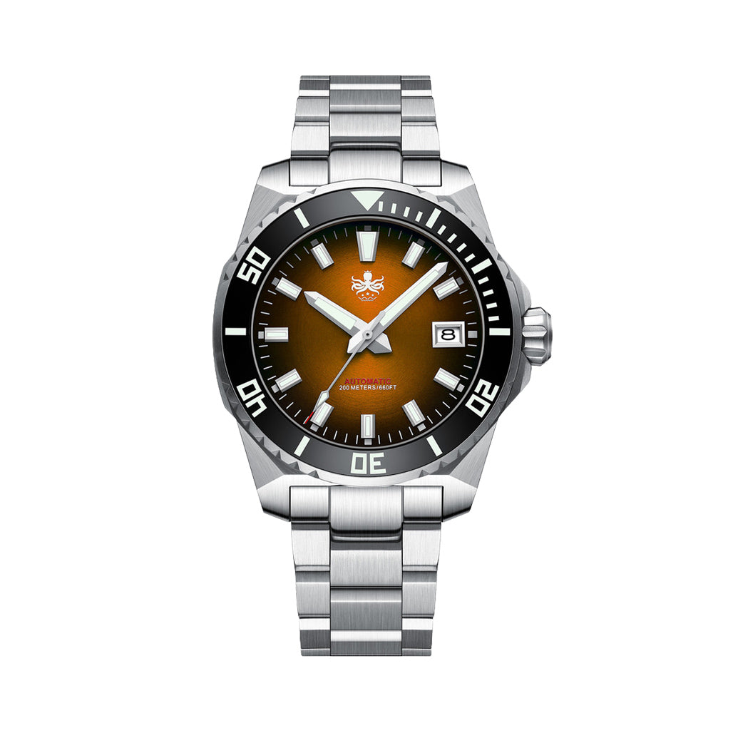 Phoibos Leviathan 40 Automatic Dive Watch with Orange Dial #PY054G