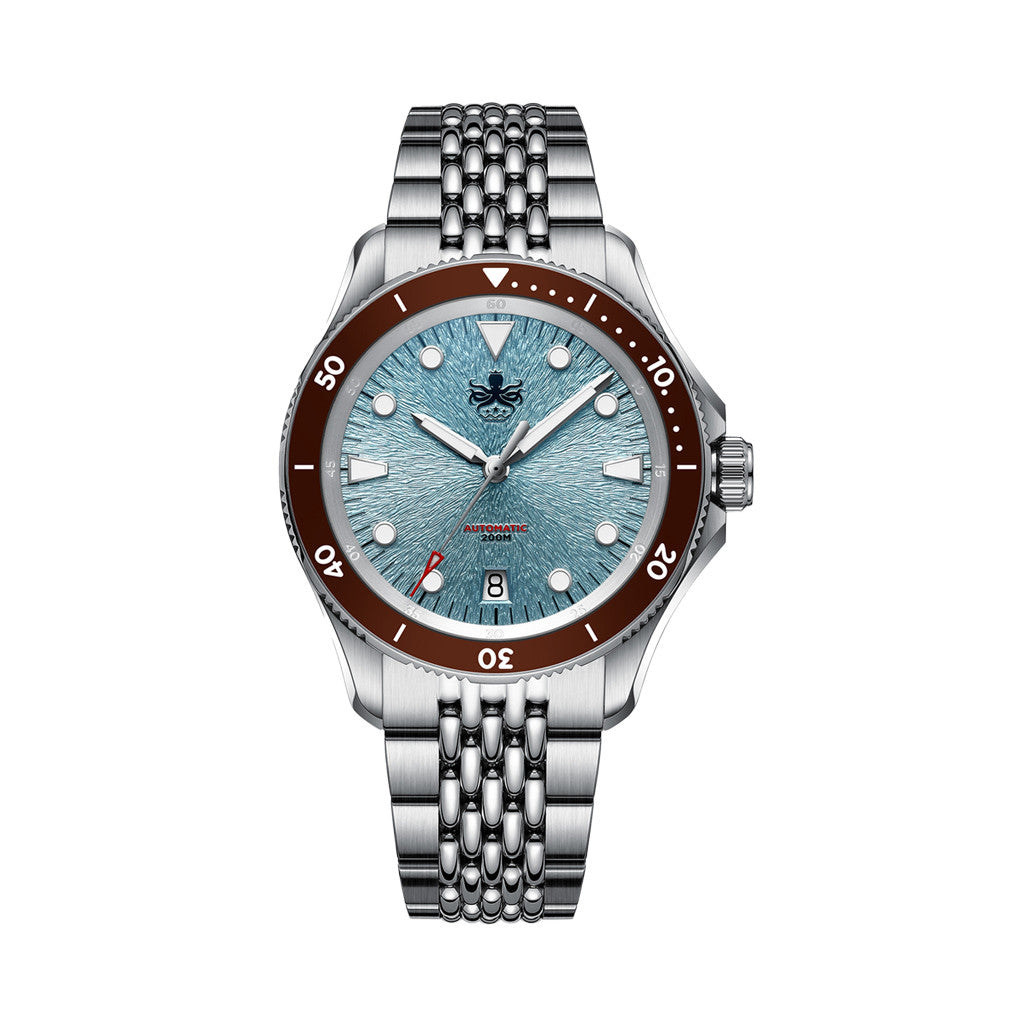 DEATHYNC BF355 額付 新品 PHOIBOS Delphinus Automatic Dive Watch with Ice Blue Sunray Dial
