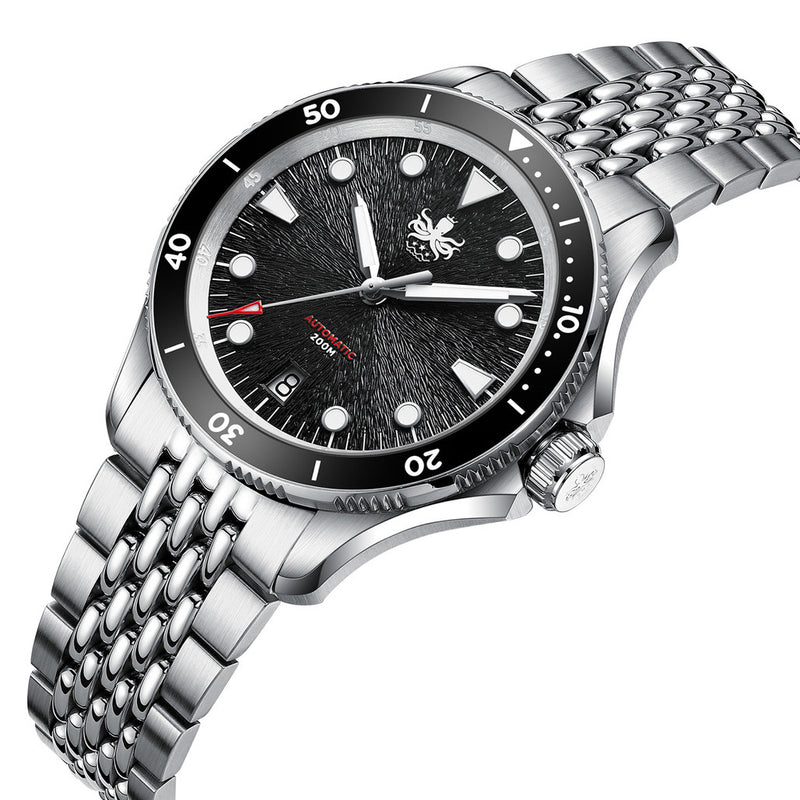 PHOIBOS Delphinus Automatic Dive Watch with Black Sunray Dial #PY055CD
