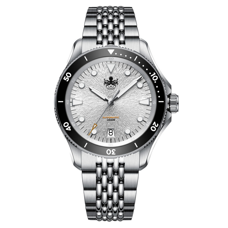 PHOIBOS Delphinus Automatic Dive Watch with Silver White Sunray Dial #PY055ED