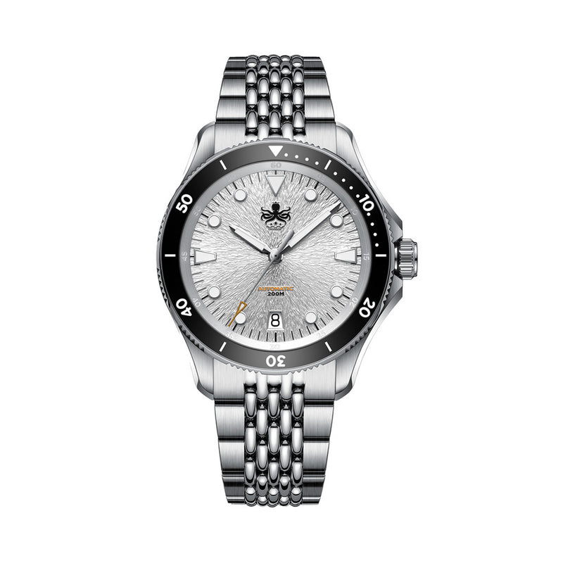 PHOIBOS Delphinus Automatic Dive Watch with Silver White Sunray Dial #PY055ED