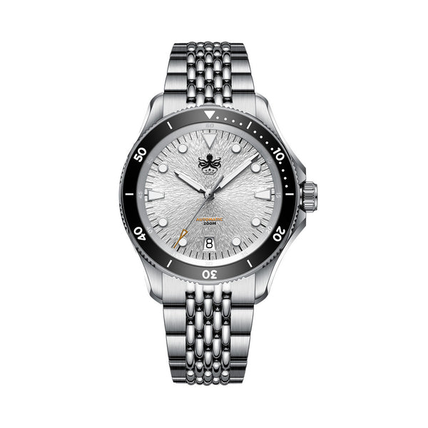 PHOIBOS Delphinus Automatic Dive Watch with Silver White Sunray Dial #PY055ED