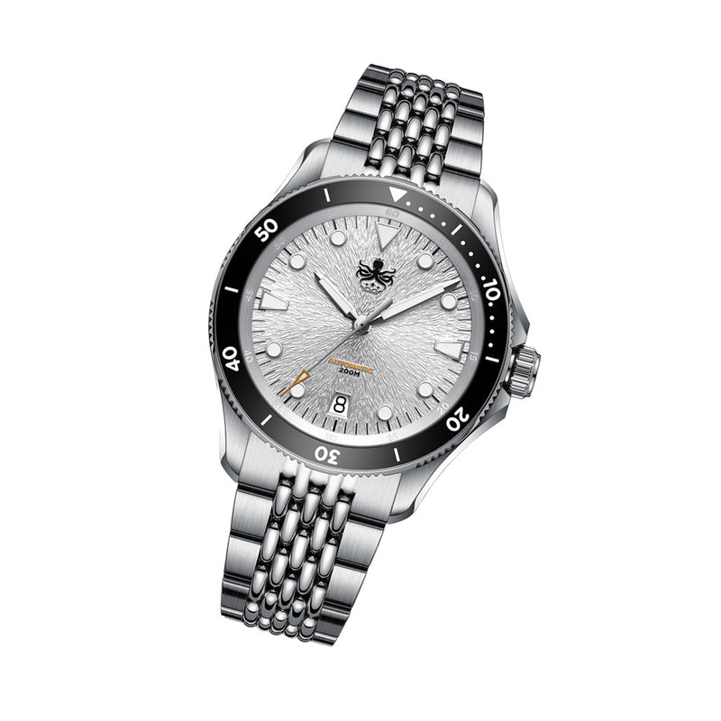 PHOIBOS Delphinus Automatic Dive Watch with Silver White Sunray Dial #PY055ED