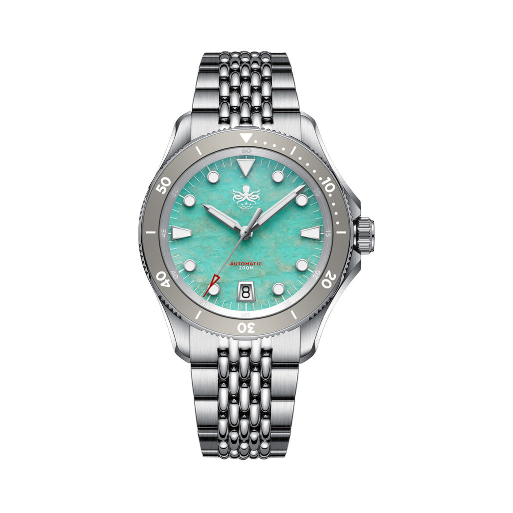 PHOIBOS Delphinus Automatic Dive Watch with Natural Amazonite
