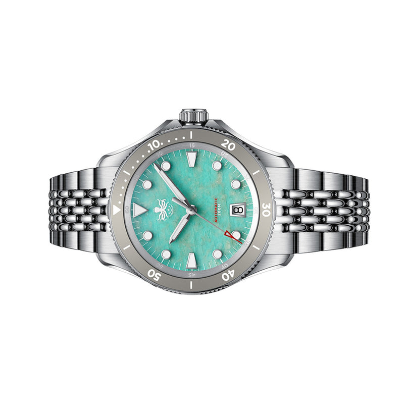 PHOIBOS Delphinus Automatic Dive Watch with Natural Amazonite Stone Dial #PY055JD
