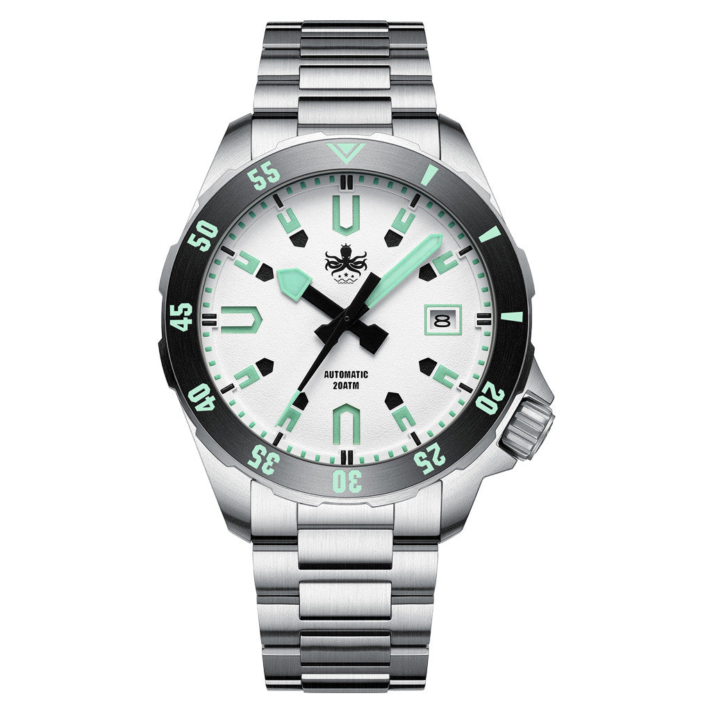 ポピー　ロボメカ PHOIBOS APOLLO 200M Automatic Diver With Matte White Dial #PY056E