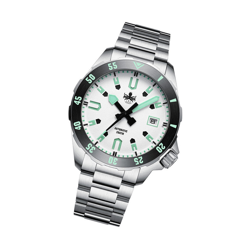 PHOIBOS APOLLO 200M Automatic Diver With Matte White Dial #PY056E